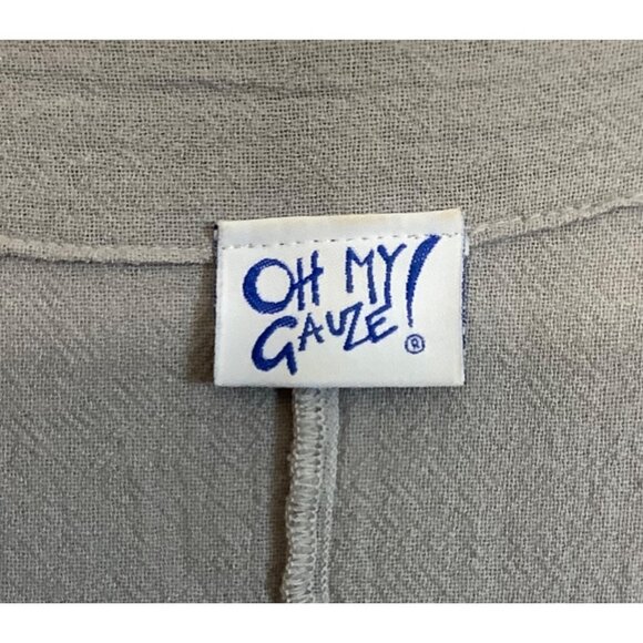 Oh My Gauze Gray Short Sleeve Asymmetrical Tunic Top Lagenlook Cotton Size 1 - Picture 3 of 7